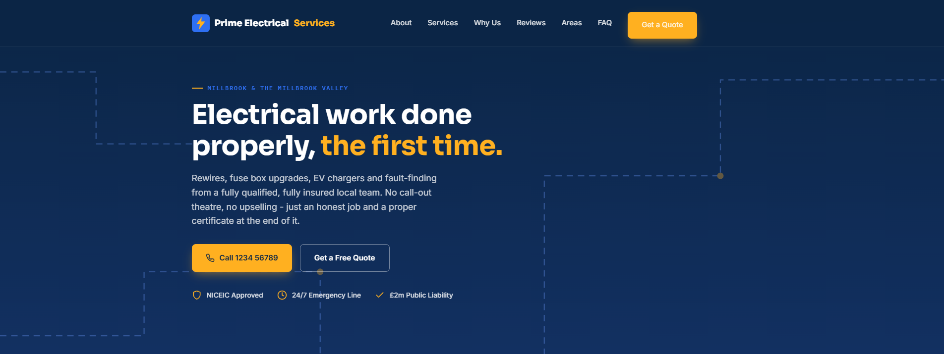 A website for an Electrician